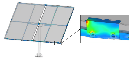 Nível de tensão nos componentes do painel solar após impacto - By Siemens