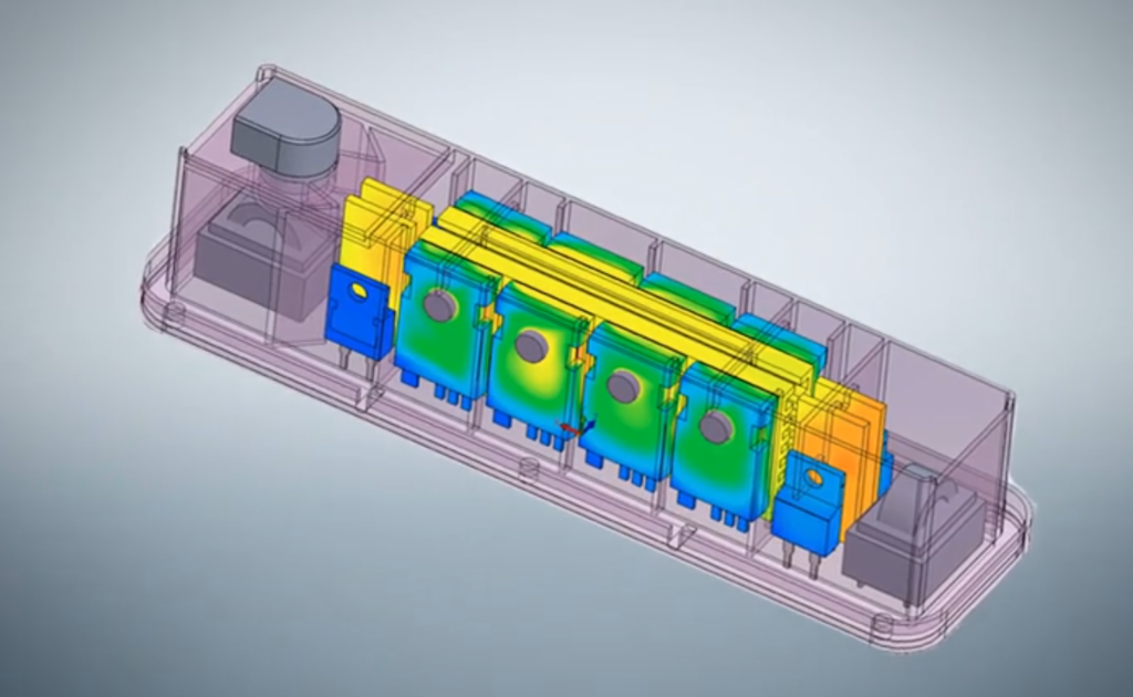 Resultado de temperatura e fluxo de um arranjo de refrigeração por fluido - By Siemens