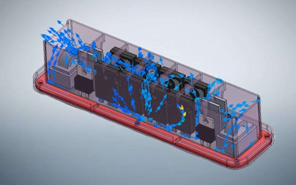 Resultado de temperatura e fluxo de um arranjo de refrigeração por fluido - By Siemens